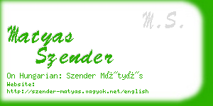 matyas szender business card